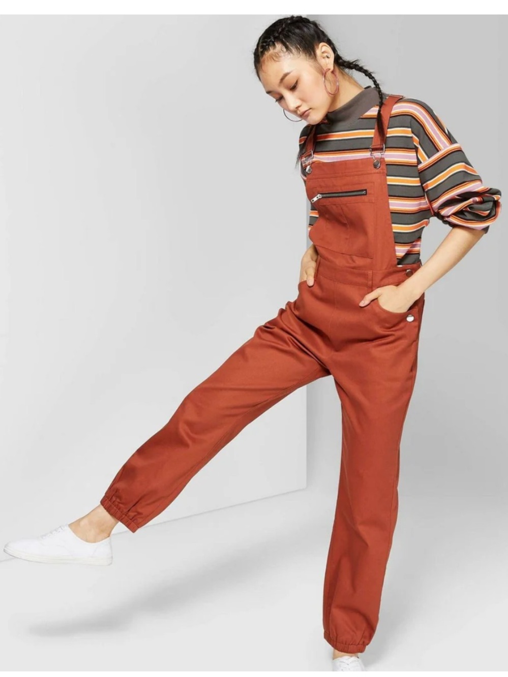 wild fable Rust Brown Utility Overalls